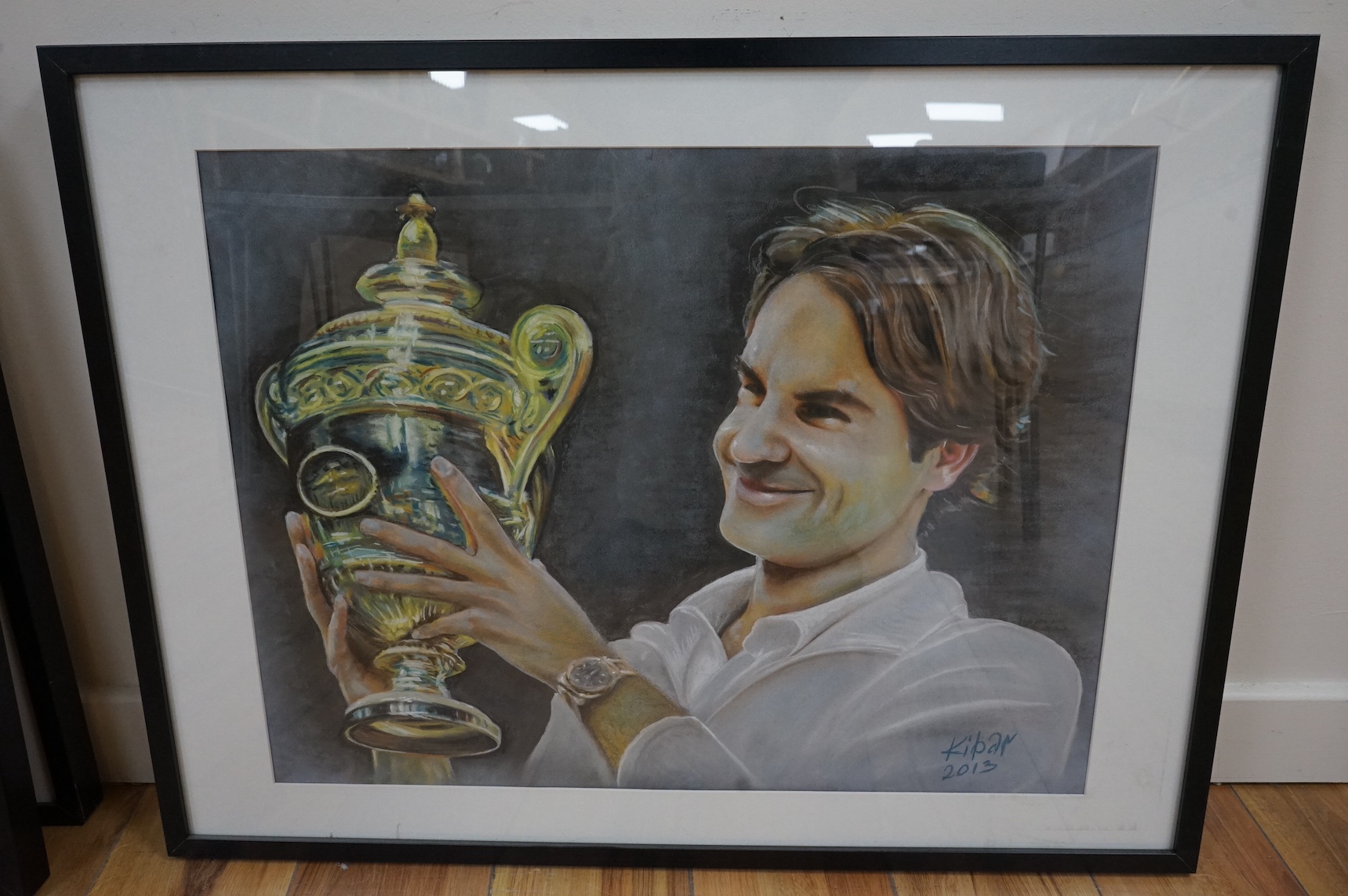 Baris Ali Kibar (Contemporary), three pastels, Tennis players; Roger Federer and Rafael Nadal, each signed and dated, 49 x 62cm. Condition - good